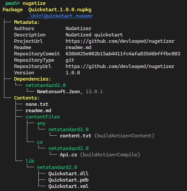 nugetize output